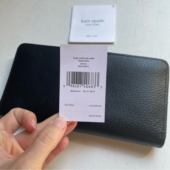 Kate Spade Large Jeanne Continental Zippy Wallet Pebbled Leather Black Pockets - Picture 2 of 5